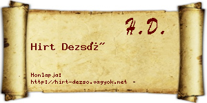 Hirt Dezső névjegykártya